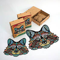 Фигурные деревянные пазлы 3D, пазлы из дерева в виде животных Енот, размер М, 130 детали Карт коробка