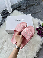 Женские Шлепанцы Balenciaga Slides Small Logo Pink 36-38-39-40-41