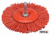 Щетка чистящаяся с нейлоновым ворсом, дисковая к дрели YATO : Ø=100 мм, со шпинделем Ø=6 мм