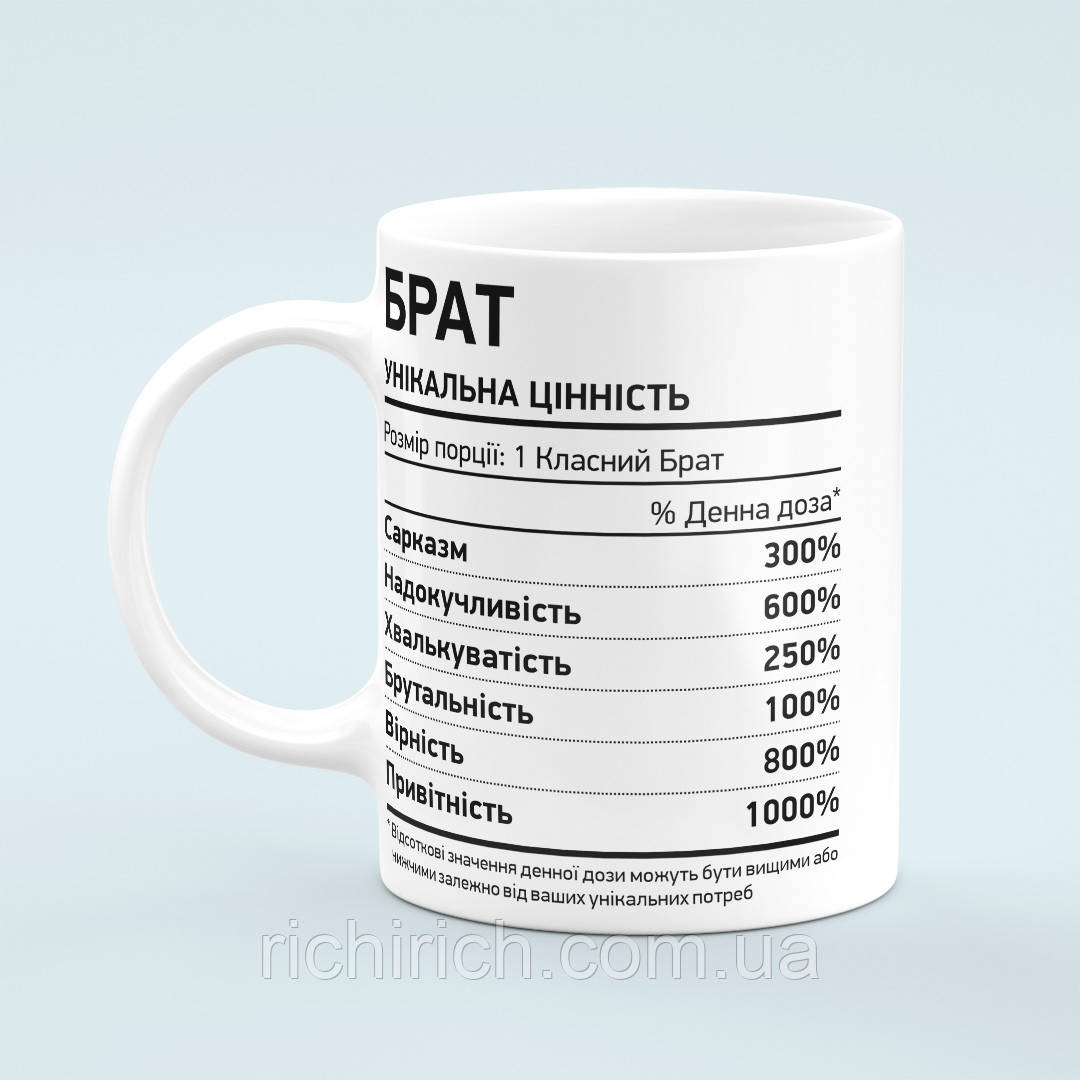 Чашка для брата «Унікальна цінність»
