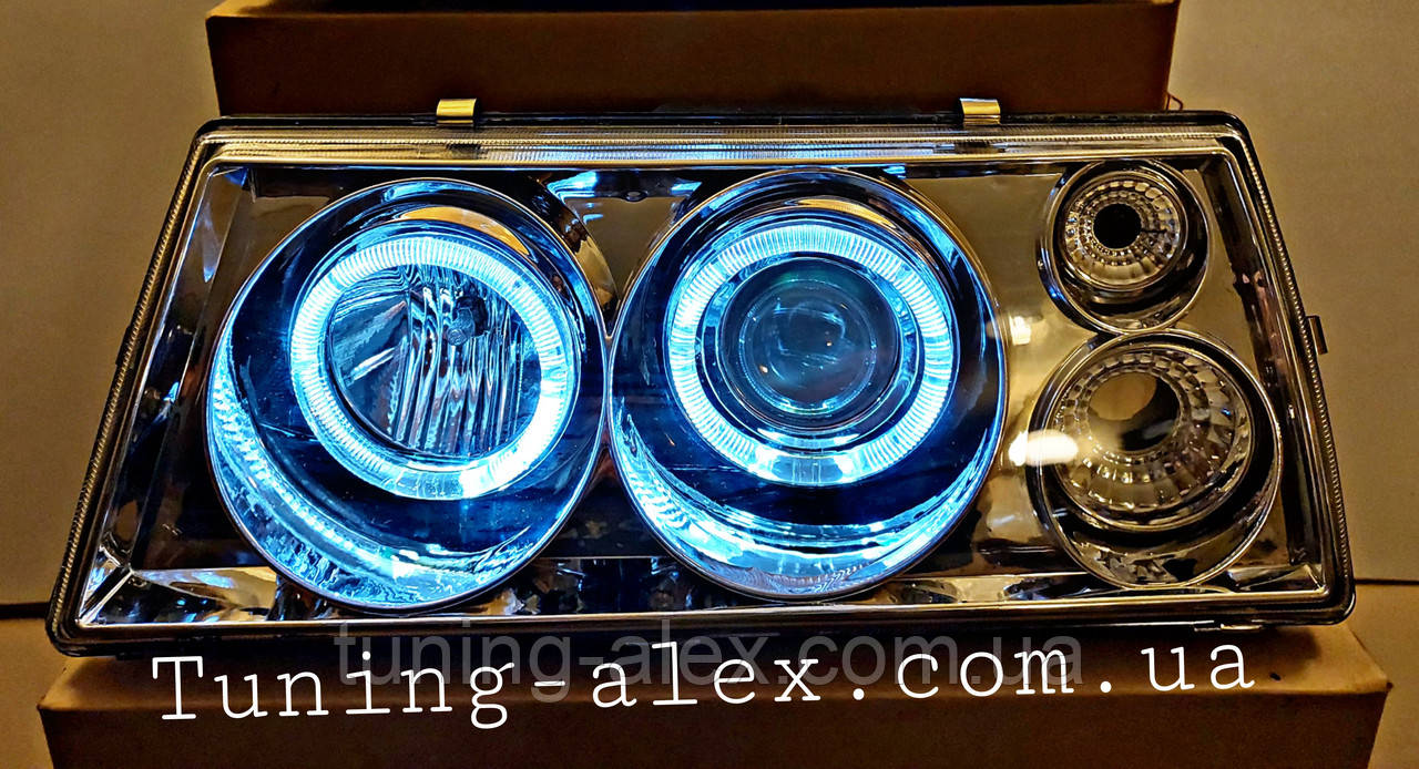 ФАРЫ ВАЗ 2109 С ЛИНЗАМИ И СВЕТОДИОДНОЙ ПОДСВЕТКОЙ + LED ЛАМПЫ ПОВОРОТОВ ...