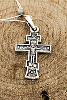 Православный cеребряный крест Распятие Христово Молитва