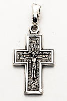 Маленький серебряный крест Распятие Христово Молитва Кресту