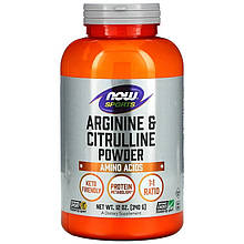 Порошок аргініну та цитруліну NOW Foods, Sports "Arginine&Citrulline Powder" (340 г)