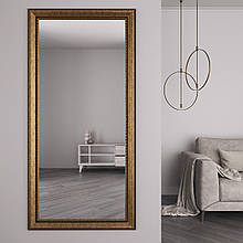 Дзеркало в повний зріст на стіну в золотистій рамі 176х86 Black Mirror для студії салону краси