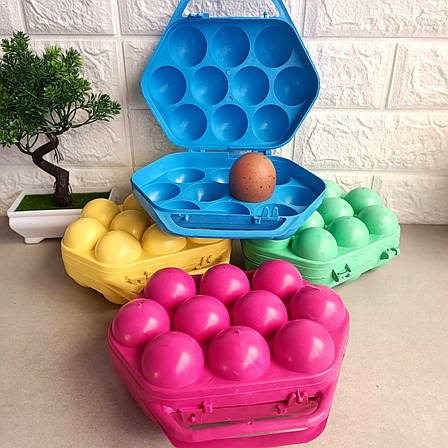 Пластиковий лоток з литою ручкою для зберігання та транспортування десятка яєць., фото 1