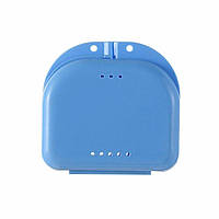 Контейнер для хранения зубных протезов, кап, 78х75х25 мм. голубой