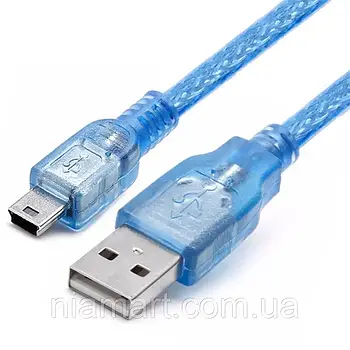 Кабель USB - Mini USB (USB 2.0 AM/5p) 3 метри Blue