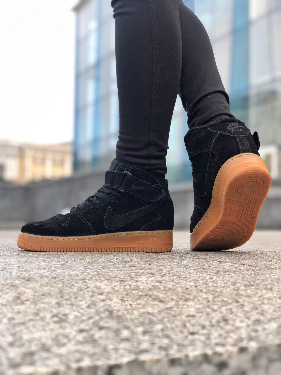 Кросівки чоловічі чорні зимові Nike Air Force 1 High "Black" (01047)