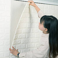 Самоклеющаяся 3Д панель под белый кирпич 770*700*5 мм для ванной комнаты