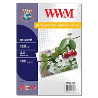 Фотобумага WWM A4 матовая, 120 г/м2, 100 л., (M120.100)