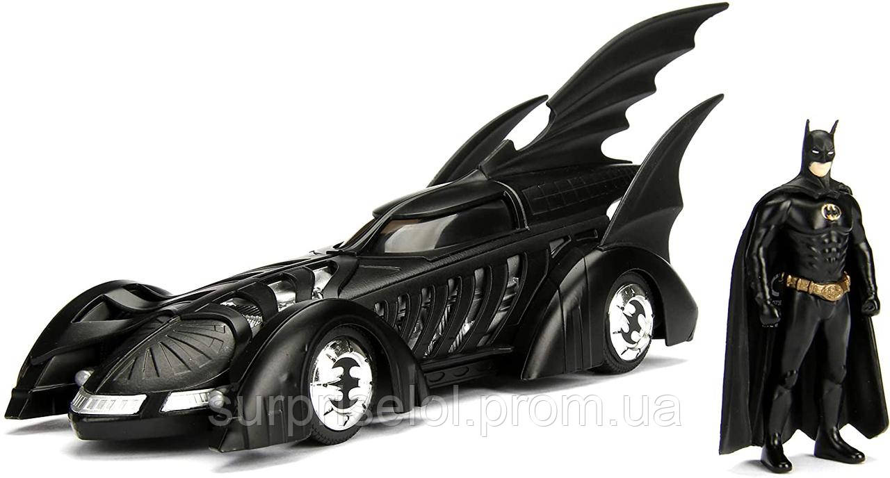 Машина Jada Чорна з фігуркою Бетмен Toys DC Comics Batman Forever Batmobile & Batman Figure 1:24