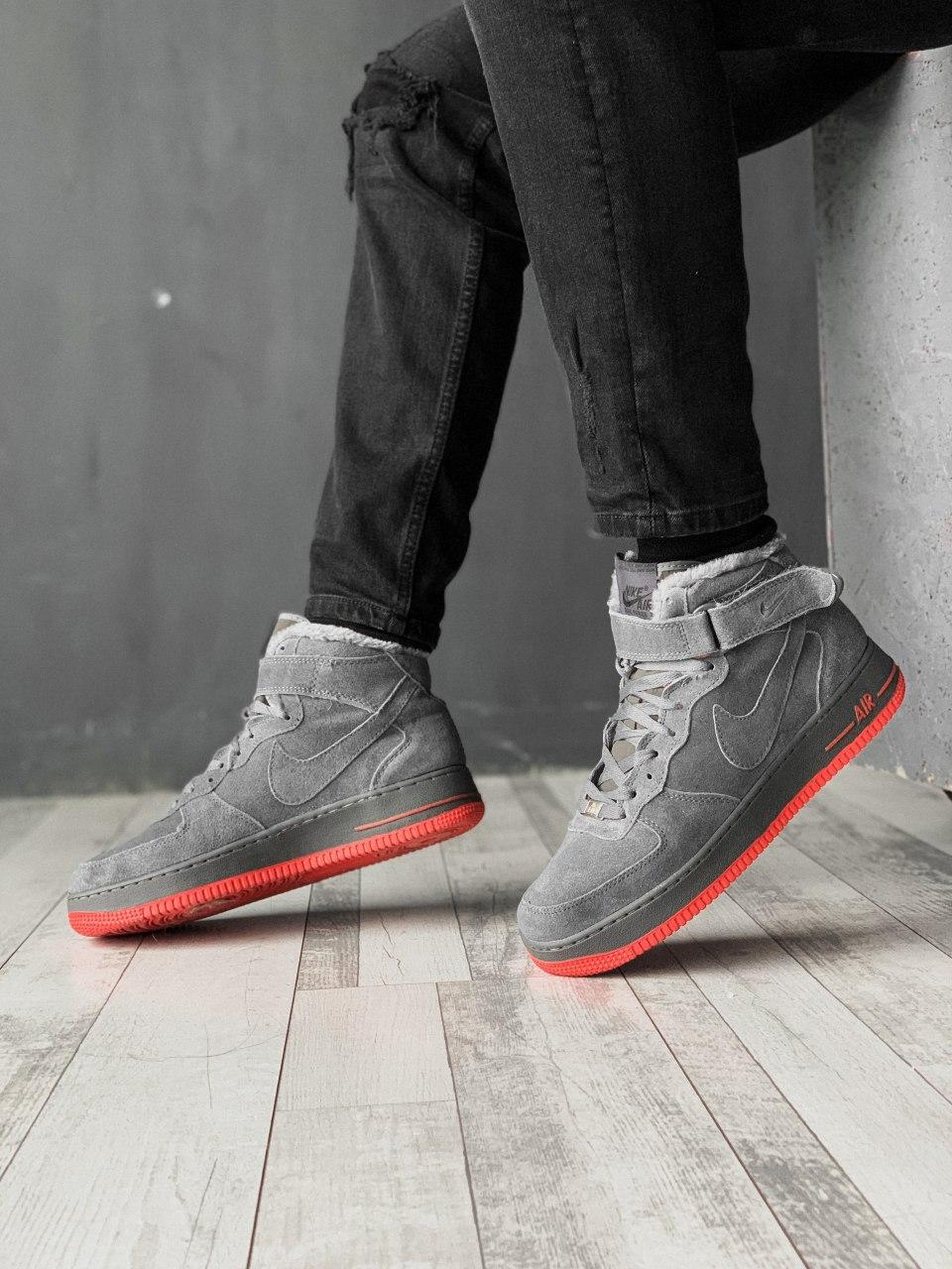 Кросівки чоловічі зимові сірі Nike Air Force 1 High (01050)