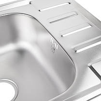 Кухонна мийка Lidz 6350 0,8 мм Satin (LIDZ6350SAT8), фото 3