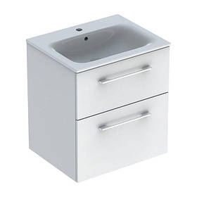 SELNOVA Square комплект: умивальник вбудований Slim Rim, з тумбою 58,8*50,2 см, з 2ма ящиками, колір білий
