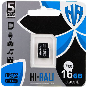 Картка пам'яті Hi-Rali microSDHC (UHS-1) 16 GB class 10 (без адаптера)