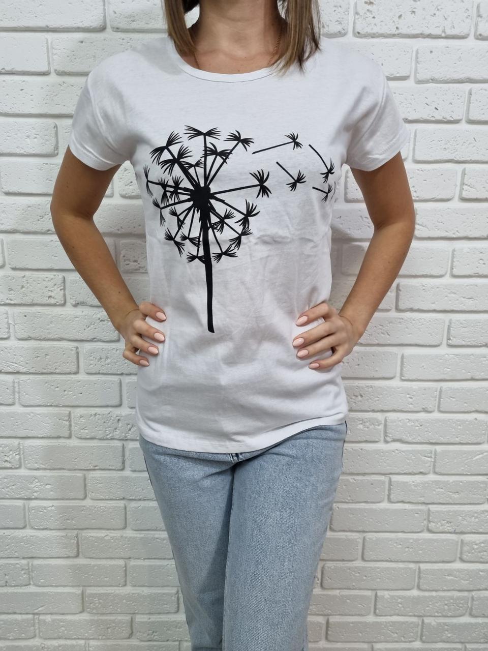 Футболка жіноча бавовняна "Водуванчик" Туреччина розмір S-L паросток (від 3 шт.), фото 1