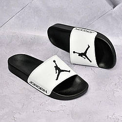 Мужские сланцы Nike Jordan тапки шлепанцы тапочки Найк Джордан белые кожаные летние легкие