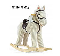 Плюшева конячка гойдалка бежева зі звуковими ефектами та кишенькою під іграшку Milly Mally. море товарів
