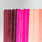 Пилка полировочна для нігтів 2-х стороння на дерев'яній основі вузька (12 шт/упаковка), фото 2