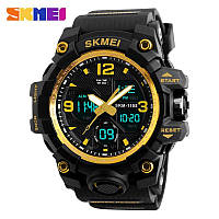 Водостойкие Спортивно - тактические мужские часы Skmei 1155 Black-Gold