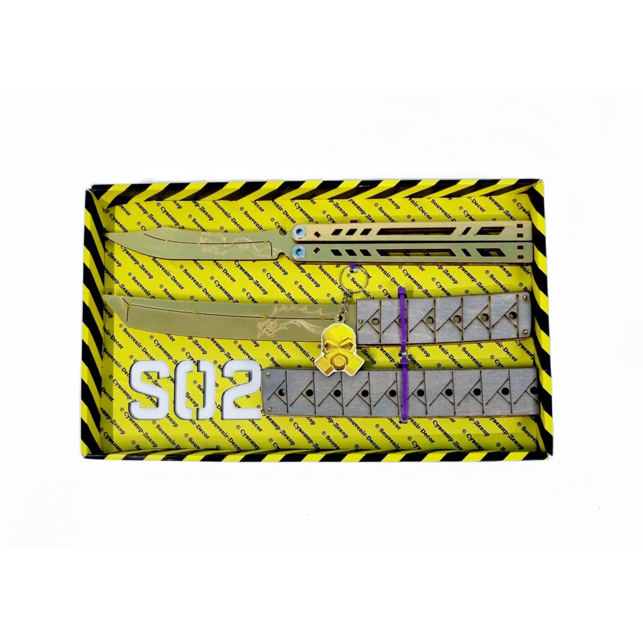 Набір ножів STANDOFF 2 "Ніж Метелик Legasy & Ніж Танто Якудза Gold", дерев'яна іграшкова зброя, фото 1