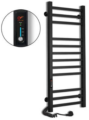 Рушникосушка електрична чорна Flyme EF imidzh L, терморегулятор і таймер (ліве підключення)