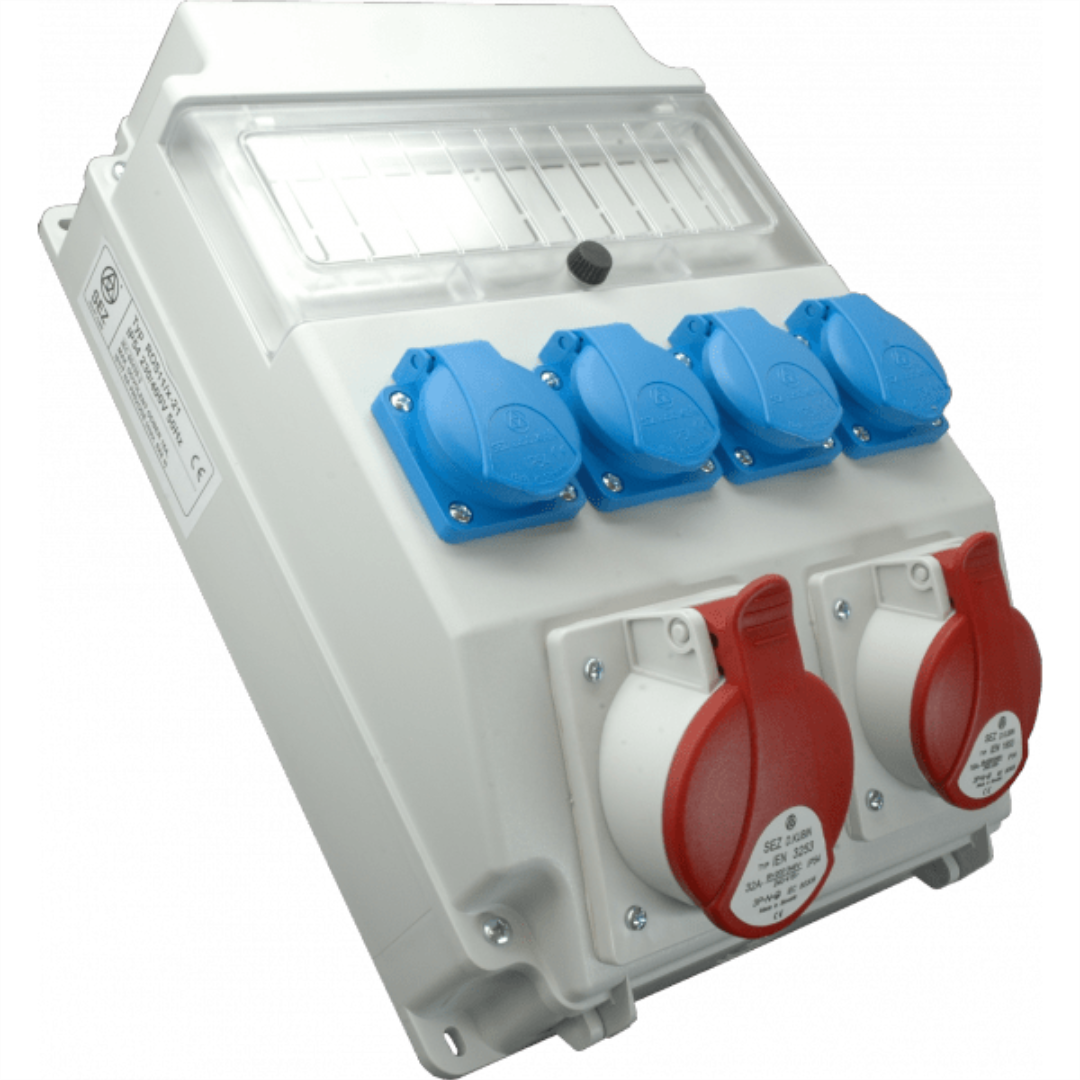 Щит з розетками 32A 5P, 16A 5P, 4xSchuko IP44 SEZ ROS 11/x-21/S, фото 1