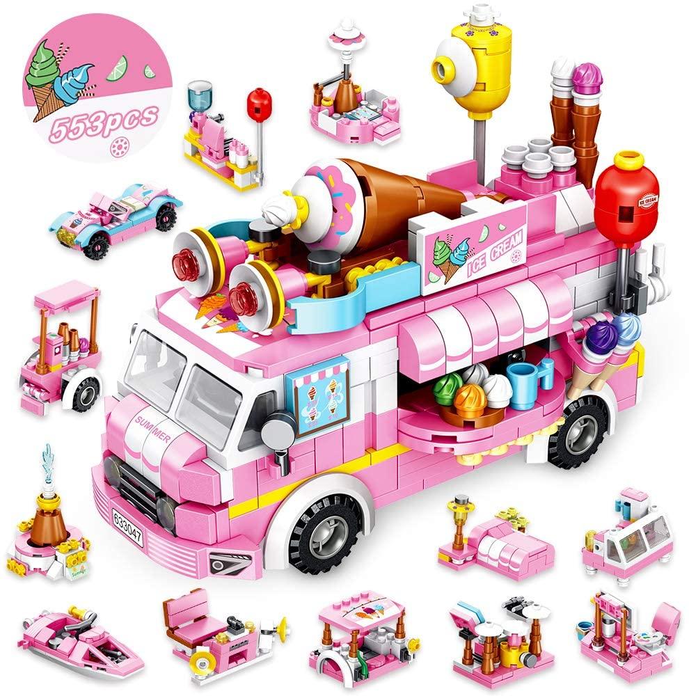 Конструктор VATOS Фургон Морозиво 25-в-1 (553 деталі) Ice Cream Truck Set Toys Pink Building Bricks