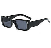 Сонце захисні окуляри прямокутні, чорна оправа, чорні вікна, окуляри від сонця жіночі, арт 3361