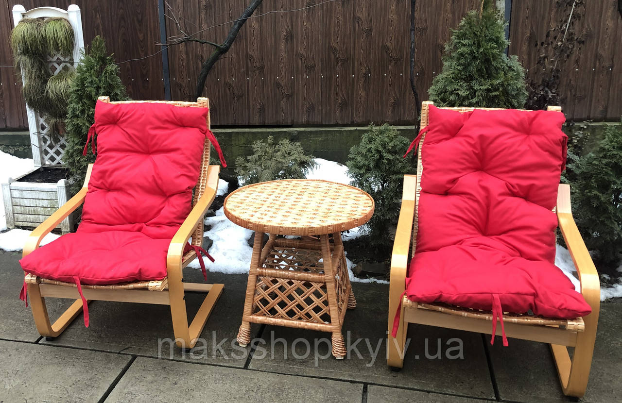 2 кресла "Амортизатор" №2 с красными подушками + столик журнальный "Круглый-Сетка" - фото 6 - id-p1620701710
