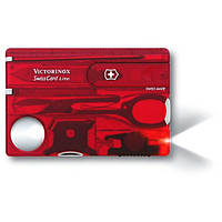 Мультитул Victorinox Swisscard Lite в виде банковской карты Красный полупрозрачный