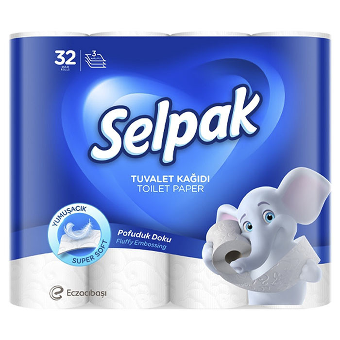 Папiр туалетний Selpak Super Soft білий 3-х шаровий 32 шт, Туреччина