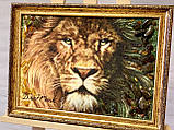 Картина - панно из янтаря " Лев ", картина з бурштину лев, фото 2