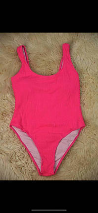 Жіночий злитий рожевий купальник жатка, фото 1