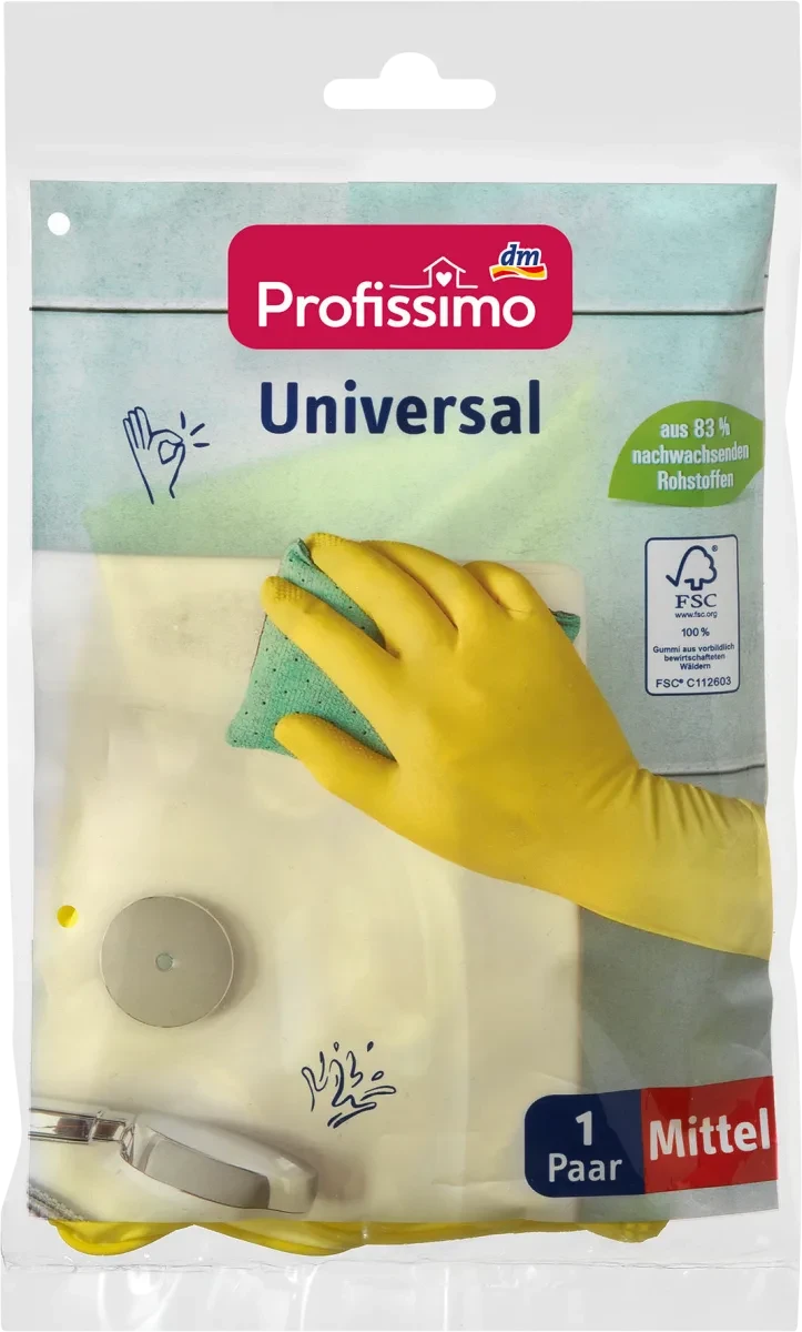 Гумові рукавички для прибирання в будинку Profissimo Mittel, 1 шт.