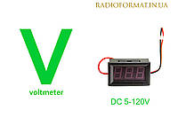 Вольтметр цифровий DC 5-120V з LED-індикатором 0,56" ЗЕЛЕНИЙ