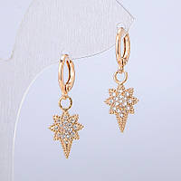 Сережки Xuping Позолота 18К з білими стразами d-30х10мм + - купити біжутерію дешево оптом в інтернеті