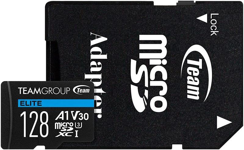 Картка пам'яті MicroSDXC 128 GB UHS-I/U3 Class 10 Team Elite + SD-адаптер (TEAUSDX128GIV30A103)