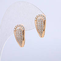 Сережки Xuping Позолота 18К з білими стразами d-18х10мм + - купити біжутерію дешево оптом в інтернеті