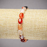 Браслет на резинці натуральний камінь Сердолік гладкий овал d-10х8мм+- L-18см+- купити біжутерію дешево оптом в інтернеті