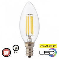 Лампа Светодиодная "Filament candle - 6" 6W свеча Е14 4200К