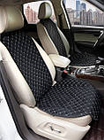 Накидки на сидіння з Алькантари PREMIUM Чорні - сіра нитка - повний комплект ОРИГІНАЛ ПОЛЬЩА, фото 2