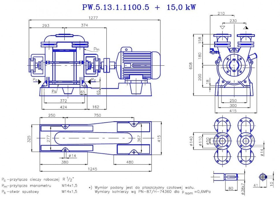 PW.5.13.1.1100 вакуумный одноступенчатый насос - фото 3 - id-p1620805222