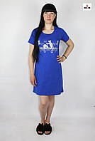 Плаття-сорочка жіноче домашнє трикотаж кулір літній Електрик 44-56р.