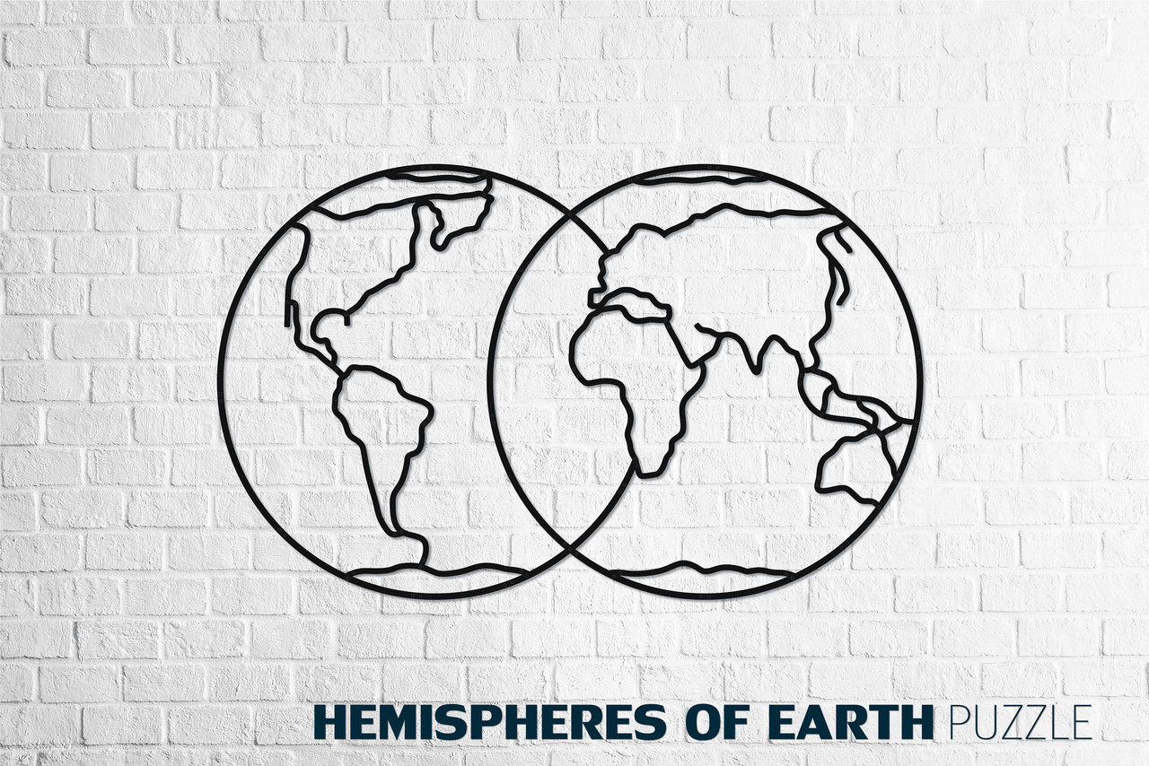 Пазл інтер'єрний дерев'яний на стіну HEMISPHERES OF EARTH 110x68x0,7см. 91ел. Півкулі Землі EWA