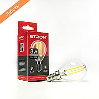 Светодиодная лампа LED прозрачная ETRON 1-EFP-143 Filament G45 E14 8W 3000K