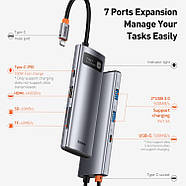 USB-C Хаб 7в1 BASEUS Metal Gleam Series Multifunctional Type-C Hub (сірий), фото 2
