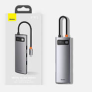 USB-C Хаб BASEUS 8в1 Metal Gleam Series Multifunctional Type-C HUB | 3xUSB3.0 + 4KHD + RJ45 + Type-C + TF + SD |, фото 10