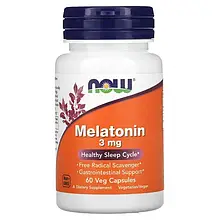 Мелатонін, 3 мг, 60 вегетаріанських капсул NOW Foods